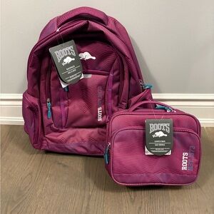 Roots girls mulberry backpack & lunch bag NWT